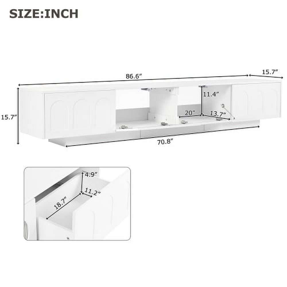 HICOMILA Large LED TV Stand for up to 95" TVs, Entertainment Center with 2 Storage Cabinet & 2 Deep Drawers for Living Room, White