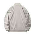 thumbnail image 5 of YLSDY Mens Fashion Zipper Sweatshirts Stand-up Collar Full Zip Sweatshirt 2025 Fall Trendy Lightweight Athletic Jackets Beige XXXXL, 5 of 8