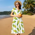 thumbnail image 4 of Goofa Corns Pattern Women Summer Short Sleeve Midi Dress with Pockets Casual Aline Flowy Tshirt Dress Vocation Beach Sundress, 4 of 6
