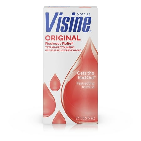 (2 pack) Visine Original Redness Reliever Eye Drops, .5 Fl. (Best Lubricating Eye Drops For Contacts)