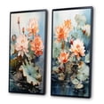 thumbnail image 3 of Designart "Lotus Pond Asian Painting VII" Asian Art Framed Wall Art Set Of 2 - Orange People Framed Canvas Set For Living Room Decor, 3 of 7