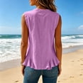 thumbnail image 5 of Luivaraty Tank Tops for Women Soild Color Summer Beach Shirts Comfy Button Crew Neck Ruffle Hem Sleeveless Shirts, S-2XL, 5 of 7