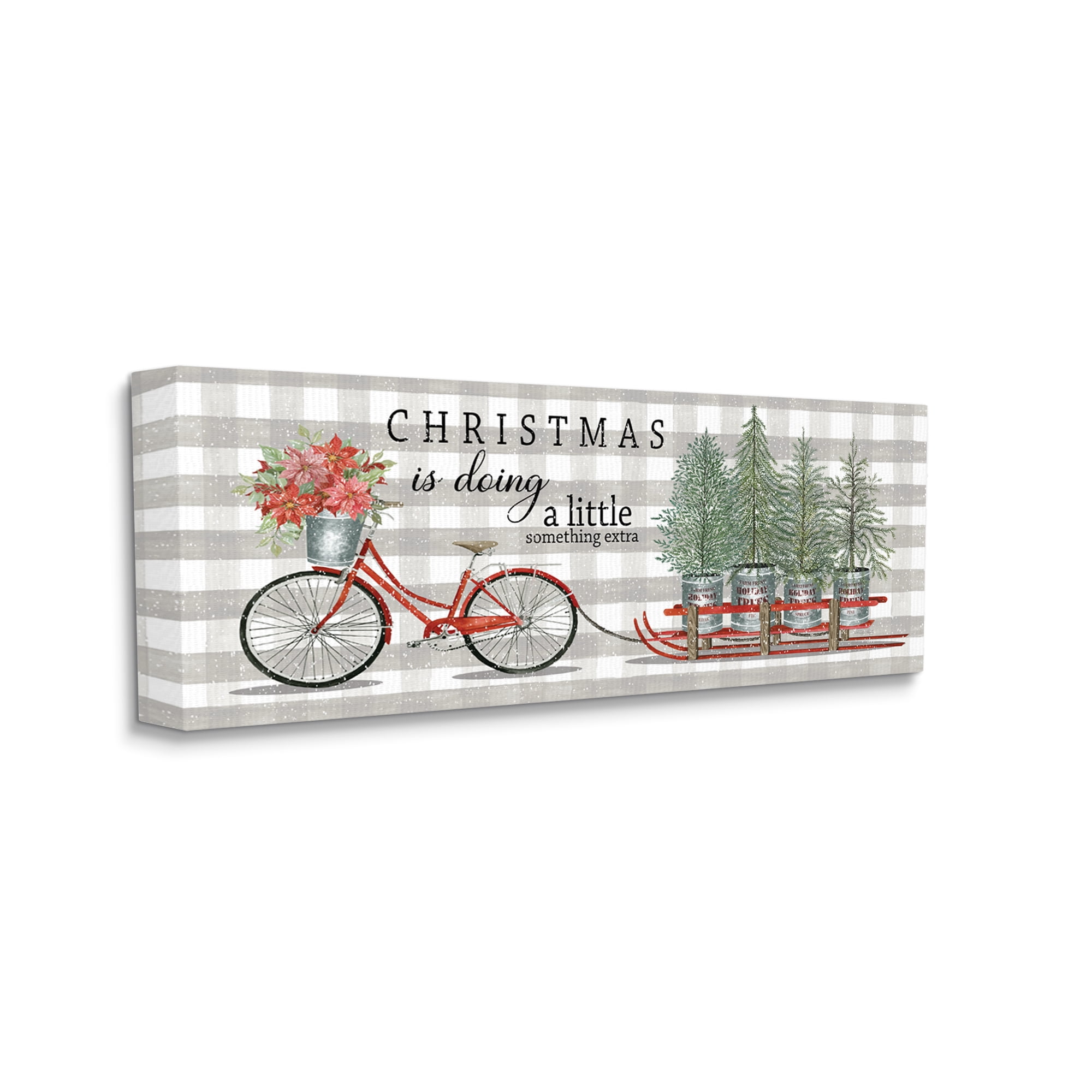 Encouraging Christmas Giving Quote Bicycle & Tree Sled Inspirational Graphic Art Gallery-Wrapped Canvas Print Wall Art