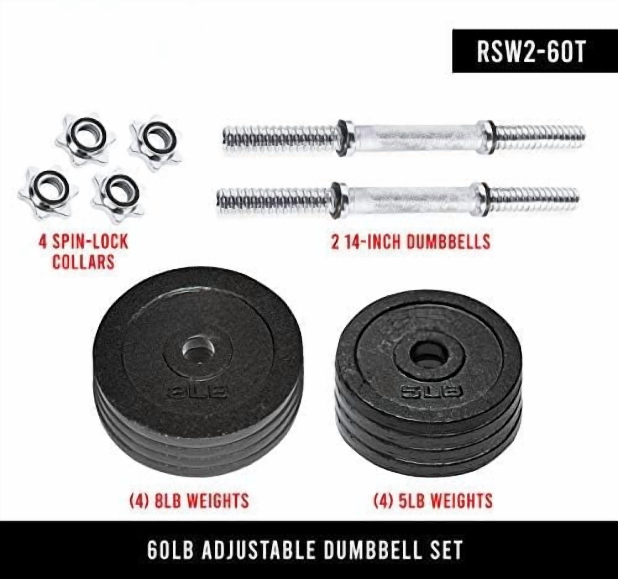 Adjustable Dumbbell Weight Set | Multiple Options Black, 60 LB Pair