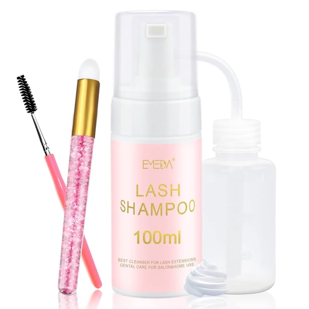 Kit de shampoo para pestañas EMEDA 100 ml, limpiador en espuma con cepillo