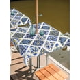 thumbnail image 2 of Square Outdoor Tablecloth with Umbrella Hole Bohemia Style Outside Table Cloth Waterproof Patio Table Cover Abstract Middle Century Aztec Pattern Blue Zipper Tablecloths for Picnic Camping 54x54 Inch, 2 of 8