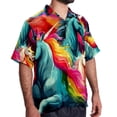 thumbnail image 2 of Robot Unicorn Attack Men's Hawaiian Button Down Short Sleeve Casual Printed Summer Beach Unisex Shirt, 2 of 6