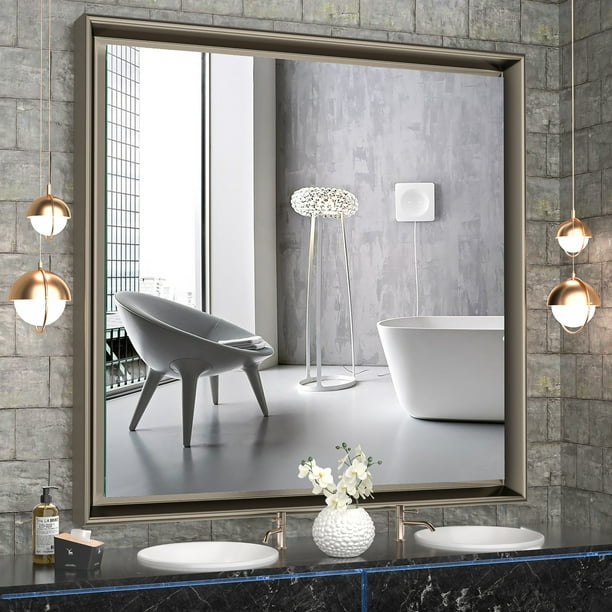 Vosuja 36x36 Inch Bathroom Mirrors for Wall, Metal Framed Wall Mirrors ...