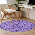 thumbnail image 4 of Round Rug 4Ft Washable Non-Slip, Vintage Purple Circle Area Rugs for Living Room Bedroom, Retro Botanical Abstract Art Indoor Floor Mats Carpet Runner for Home Decor Aesthetic, 4 of 8