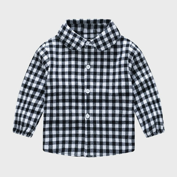 Wavsuf Sweatshirts for Kids Boys and Girls Plaid Black Sweatshirt Size 2-3Years