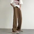 thumbnail image 2 of Pantalones de verano de poliéster para hombre, pantalones de traje rectos marrones para hombre, pantalones de moda, ropa clásica antiarrugas, elegantes y formales, 2 of 5