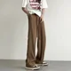 thumbnail image 2 of Pantalones de verano de poliéster para hombre, pantalones de traje rectos marrones para hombre, pantalones de moda, ropa clásica antiarrugas, elegantes y formales, 2 of 4