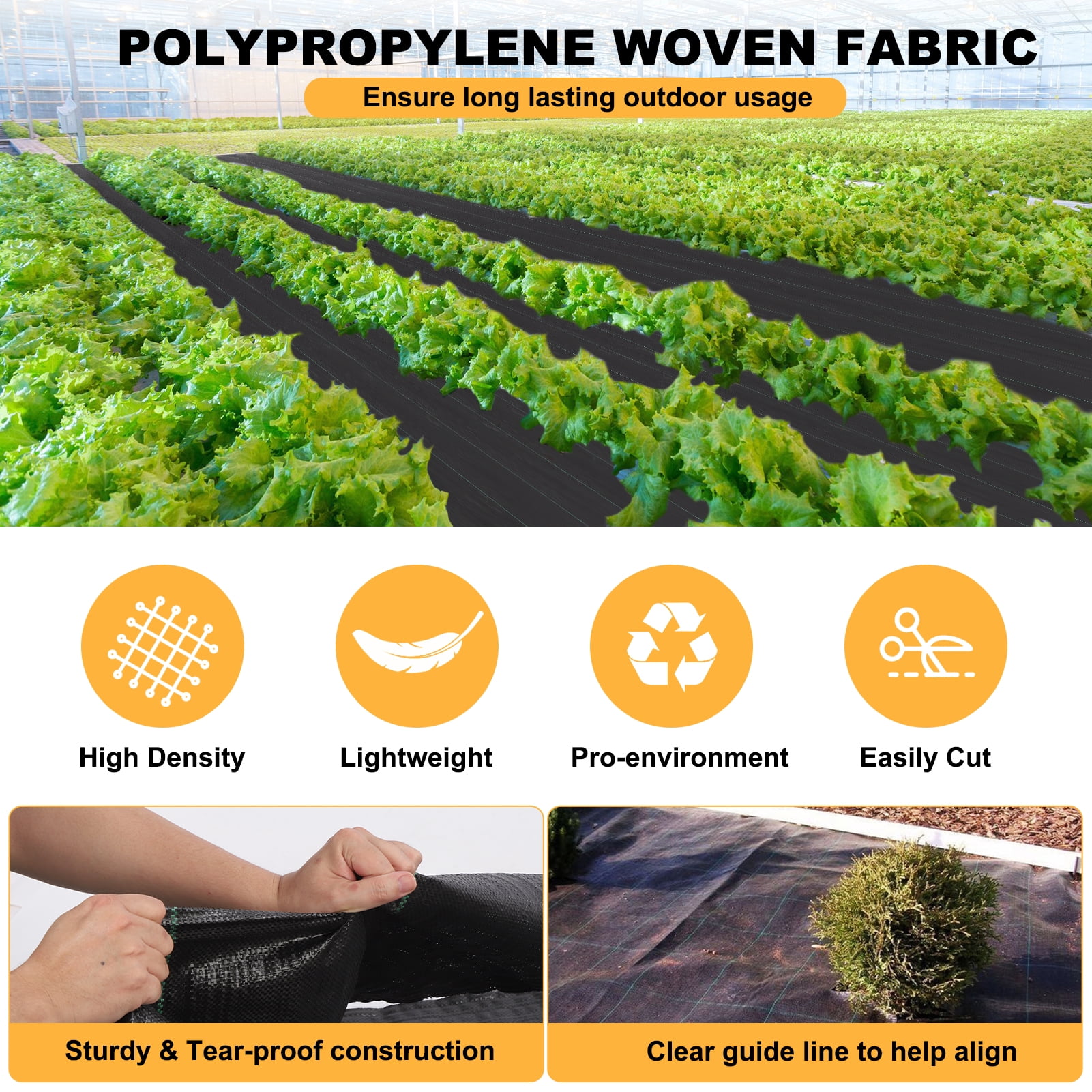 3' x 300' Weed Barrier Landscape Fabric with UV Protection, Heavy Duty Garden Fabric Weed Barrier Black Mulch for Landscaping