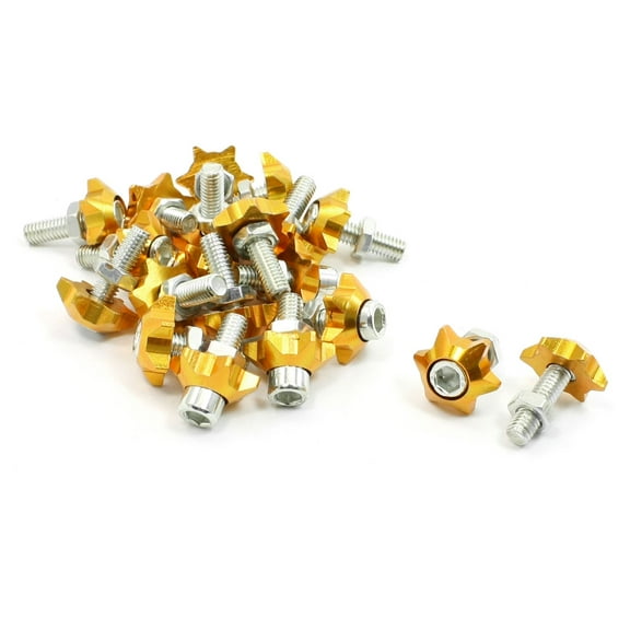 Unique Bargains 20 x Gold Tone Van Truck Car Star Design License Plate Decor Screws Bolts