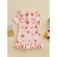 thumbnail image 3 of Suealasg Kids Toddler Girls Swimsuit Cover up Short Sleeve Strawberry Print Hooded Bathrobe 1T 2T 3T 4T 5T 6T 7T 8T Little Girls Beach Cover up Rash Guards Bathing Suit, 3 of 8