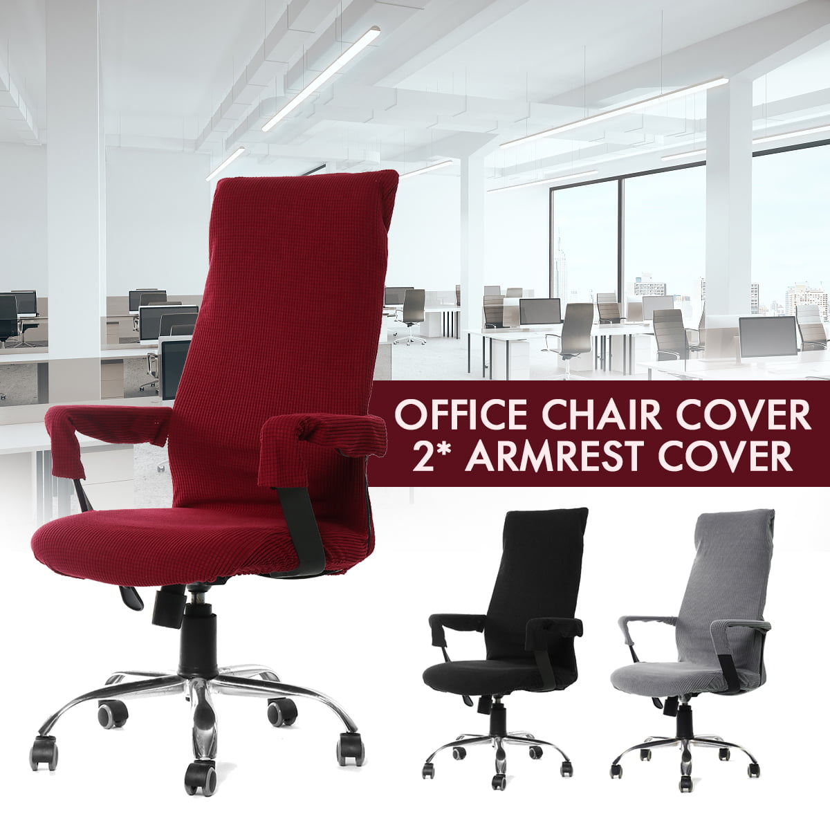 Details about   Desk Chair Cover Home Office Armchair Slipcover Roating Swivel Seat Protector 