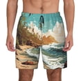 thumbnail image 2 of Goofa Coastal Palm Beach Printed Men's Swim Trunks Board Shorts Quick Dry Mens Swimming Trunks with Compression Liner,Breathable Fit Hawaii Beach Shorts-Medium, 2 of 9