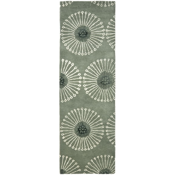 SAFAVIEH Soho Adeline Floral Wool Runner Rug, Grey/Ivory, 2'6" x 6'