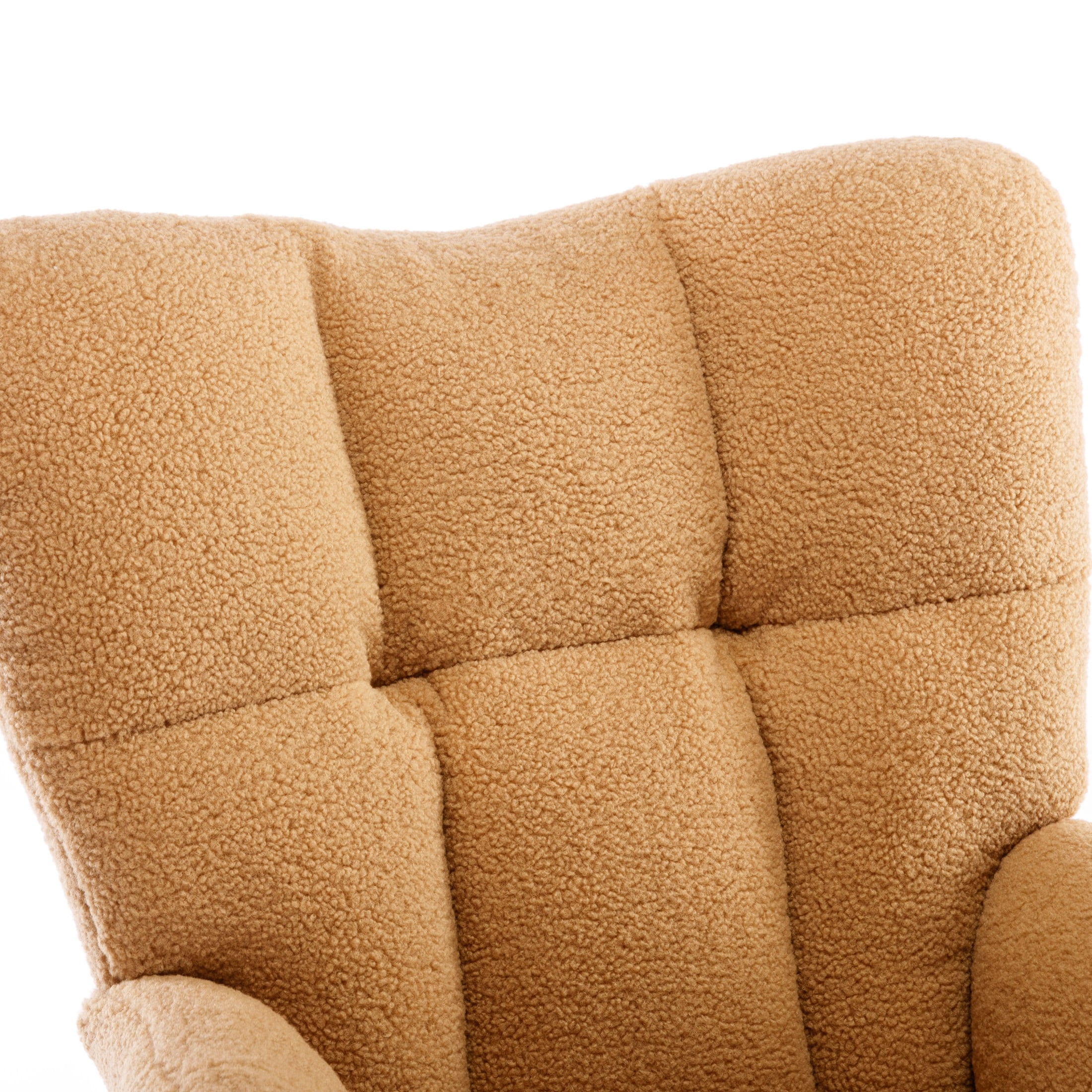 Noble House Takala 31" Teddy Fabric Rocking Glider Nursery Chair, Upholstered Accent Armchair for Living Room, Khaki