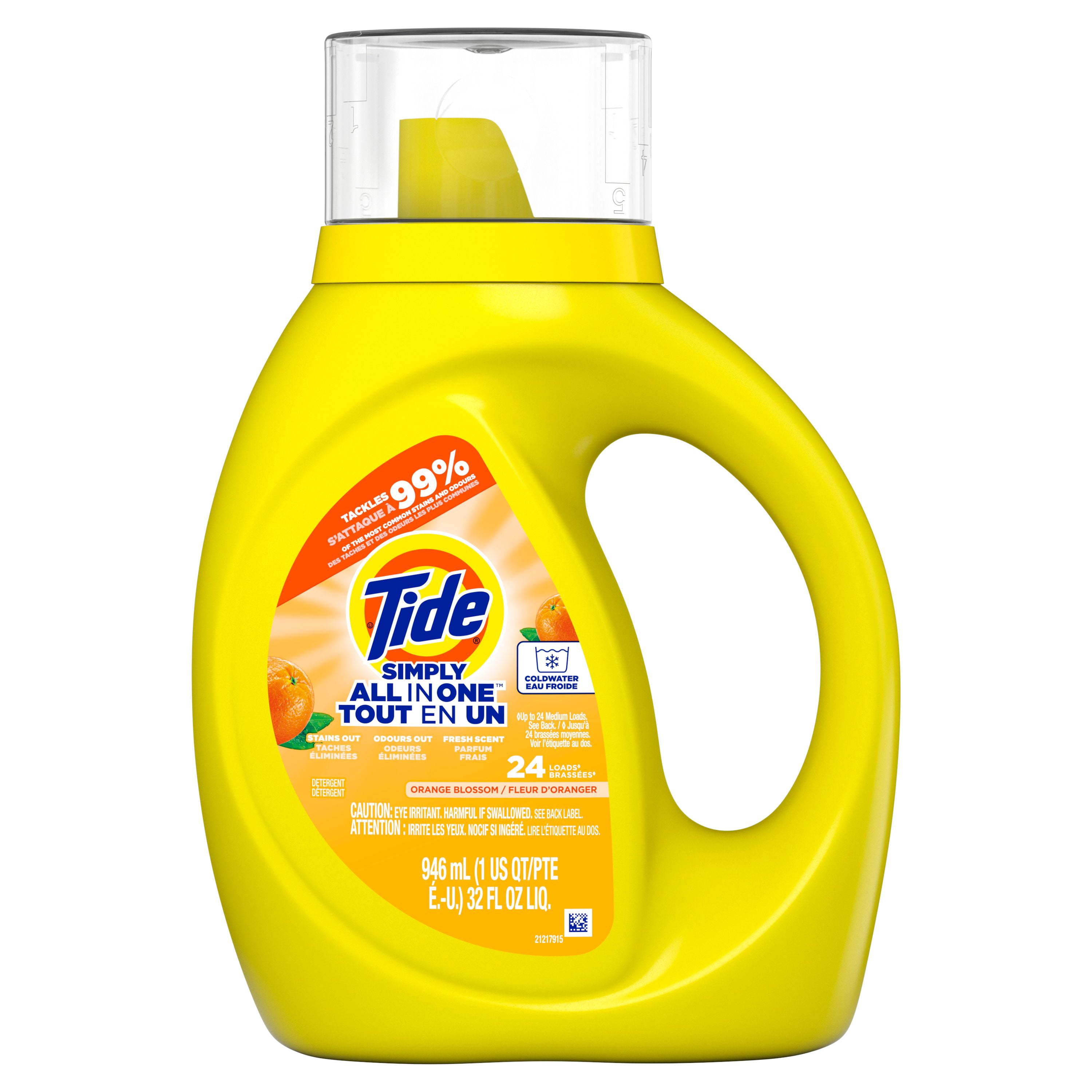 Tide Simply All-In-One Liquid Laundry Detergent, Orange Blossom Scent, 24 Loads