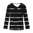 thumbnail image 4 of Qepwscx Womens Long Sleeve Shirts Tops for Women V Neck Stripe Print Casual Blouses Going Out Tops Graphic Tees Spring Fall Top Basic Loose Fits Business Tshirts for Women S-XXL ﻿, 4 of 5