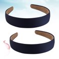 thumbnail image 3 of 12pcs Wide Elastic Headbands Pure Color Brief Head Hair Accessory Fabrics Headwear for Women Girls (Navy), 3 of 5