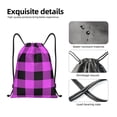 thumbnail image 3 of Yiaed Purple Black Buffalo Plaid Print Drawstring Bags Drawstring Backpack Bulk String Back Pack Gym Sport Bag-Small, 3 of 5