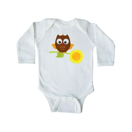 

Inktastic Owl with a Sunflower Gift Baby Boy or Baby Girl Long Sleeve Bodysuit