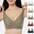 thumbnail image 3 of WCMZJ Women's No Underwire Bras Full Coverage Deep V Wireless T Shirt Daily Comfy Brassiere for Small Breasted Khaki XL, 3 of 3