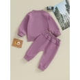 thumbnail image 5 of Toddler Kids Girls Boys Autumn Pants  0 6M 12M 18M 24M 2T 3T Clothes SetsSolid Color Long Sleeve Pullover Sweatshirt Tops Drawstring Pants Out, 5 of 9