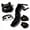 Black, variant on 4Pcs Therian Cat Fox Mask and Tail Paws Neck Chocker Set,Furry Anime Fox Wolf Mask with Leather Choker and Faux Fur Tail for Halloween Cosplay Party