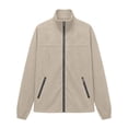 thumbnail image 6 of Men's Suede Leather Jacket Solid Color Long Sleeve Casual Jacket Zip Stand Collar Loose Winter Fall Outerwear with Pockets Basic Daily Outer Coat, 6 of 7
