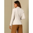 thumbnail image 3 of DARING DIVA Lapel Collar Long Sleeve Faux Suede Blazer XS Beige, 3 of 6
