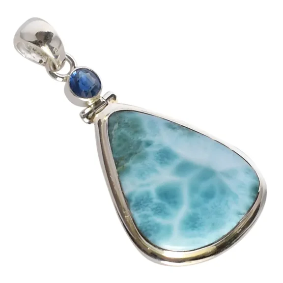 Beautiful Handcrafted 925 Sterling Silver Larimar Pendant Jewelry Gift For MOMMY