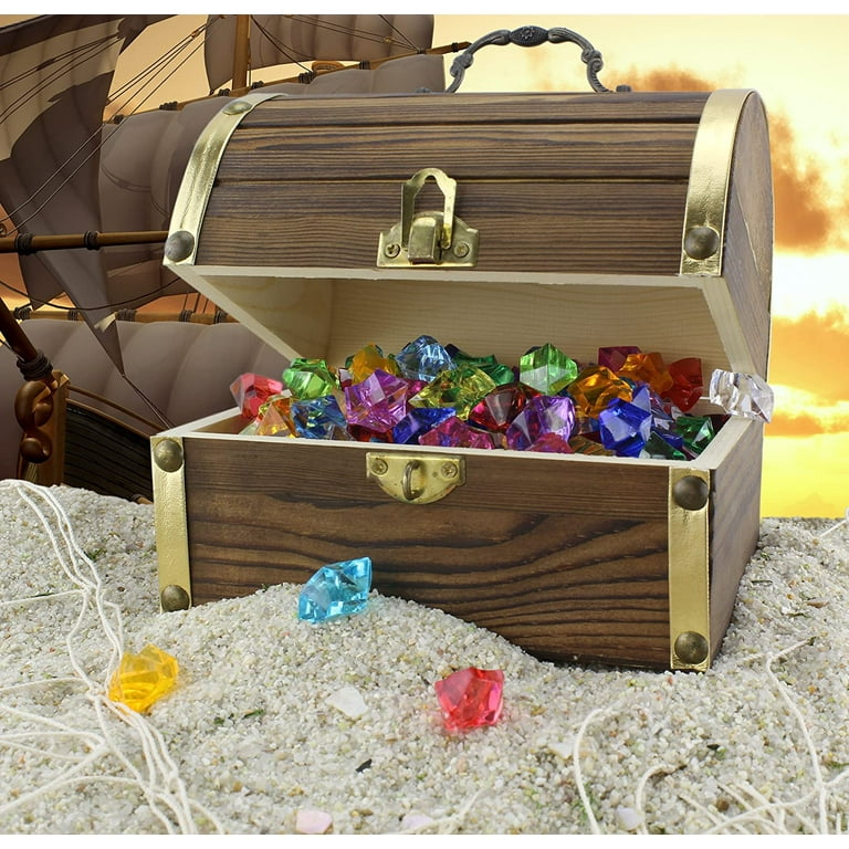 FUNOMOCYA 1pc Pirate Treasure Chest Wooden Box Jewelry Case Containers with  Lids Wood Pirate Chest Unfinished Wooden Treasure Chest Wood Boxes for