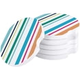 thumbnail image 1 of FMSHPON Simple Style Color Stripes Set of 4 Car Coaster for Drinks, Absorbent Ceramic Stone Coasters Cup Mat with Cork Base for Home Kitchen Room Coffee Table Bar Decor, 1 of 5