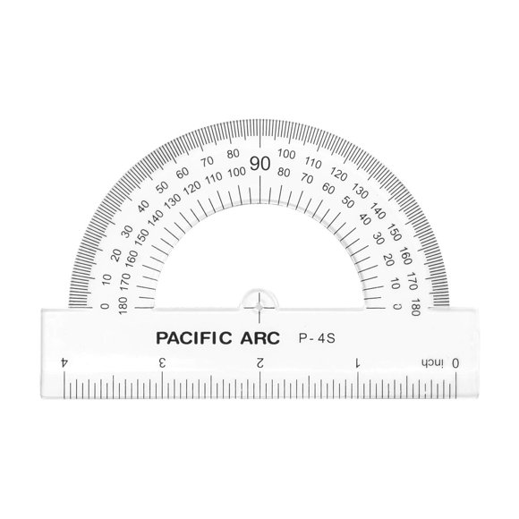 Pacific Arc Clear Rotary Angle Ruler and Protractor 0 to 180 Degree Full 12 inch Ruler at 180 Degrees