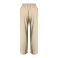 thumbnail image 5 of Sakmal Straight Leg Womens Pants Business Casual Pleated Cotton Linen Work Solid Full Length Beige High Waisted Pants, 5 of 5