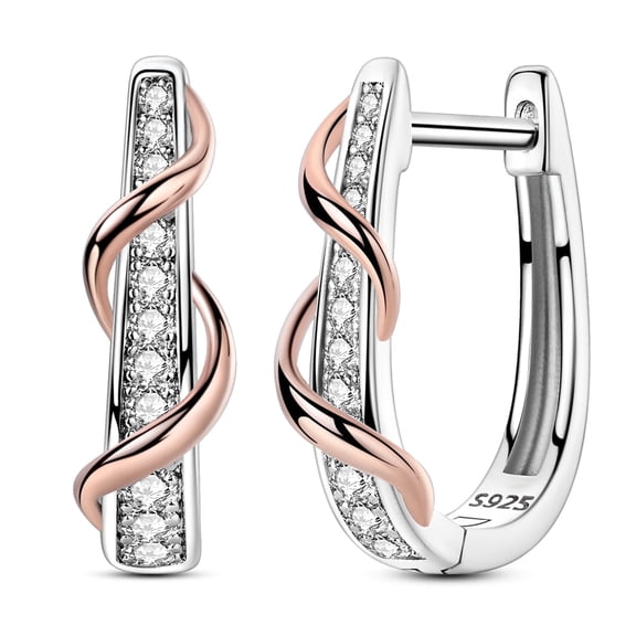 MULA European Rose Color Thread Wrapped 925 Sterling Silver Hoop Earrings 5A Zircon for Women Gift