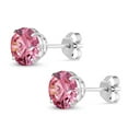 thumbnail image 3 of Gem Stone King 14K White Gold Fancy Pink Zirconia Stud Earrings for Women Men (2.56 Cttw, Gemstone Birthstone, Round 7MM), 3 of 5