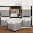 thumbnail image 5 of Cube Storage Bins, Collapsible Fabric Cube Storage Bin, 11 Inch Cube Storage Bins with Handles, Foldable Storage Cubes (White/Gray, 6Pack), 5 of 6