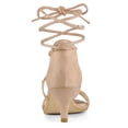 thumbnail image 3 of BLISSFUL STEP Women's Open Toe Kitten Heel Lace Up Sandals, 3 of 6