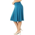 thumbnail image 3 of Zenana Women & Plus Fold Over Banded Waist A-Line Flared Knee Length Midi Skirt, 3 of 5