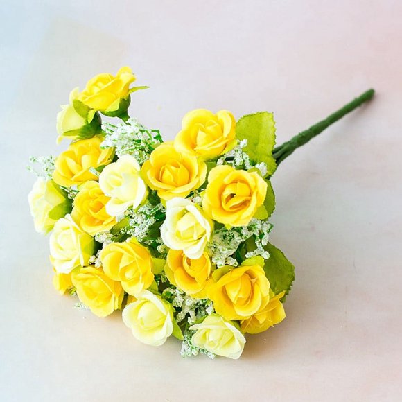 Jinget Bequem Fleurs Artificielles Pratiques Décoration de Bouquet de Fleurs Kunstliche Geschenk 7 Branches 7 Zweige Jaune