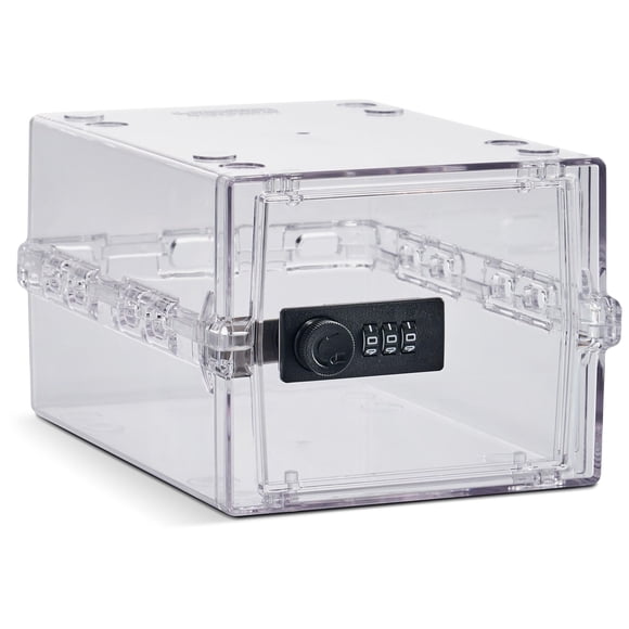 Lockabox Miniâ?¢ | Small Lock Box with Combination Lock (Half Letter Sized) | Mini Lockable Box for Small Medicines, Snacks & Mobile Phones | Exter