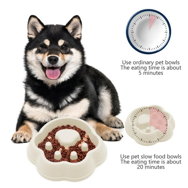 Comedero lento para perros – Plato antiasfixia para gatos | Huella de pata elevada, base antideslizante, fácil de limpiar | Plástico de grado alimentario | Multicolor | 20x19x4,5cm