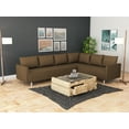 thumbnail image 1 of Wawota Sectional Sofa Couch for Living Room Modern Velvet L-Shaped Chaise with 7 Pillows, Brown, 1 of 2