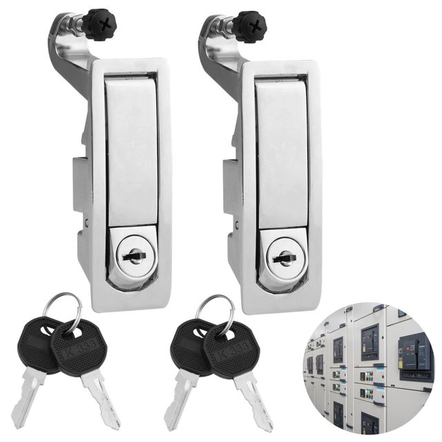 Compression Latches, 2 Pcs Zinc Alloy Trigger Latch Locks with 4 Keys, Hand Operated Compression Lever Locks for Electronic Closures, Fit 0.04-0.94’’ Doors