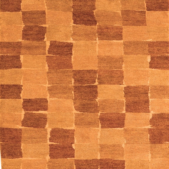 Ahgly Company Indoor Square Checkered Orange Modern Area Rugs, 6' Square
