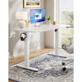 thumbnail image 2 of HUANUO Electric Standing Desk, 48" x 30" Whole Piece Desktop, Adjustable Height Computer Desk, 4 Height Memory Settings, Sit Stand Up Desk for Home Office, White, 2 of 14